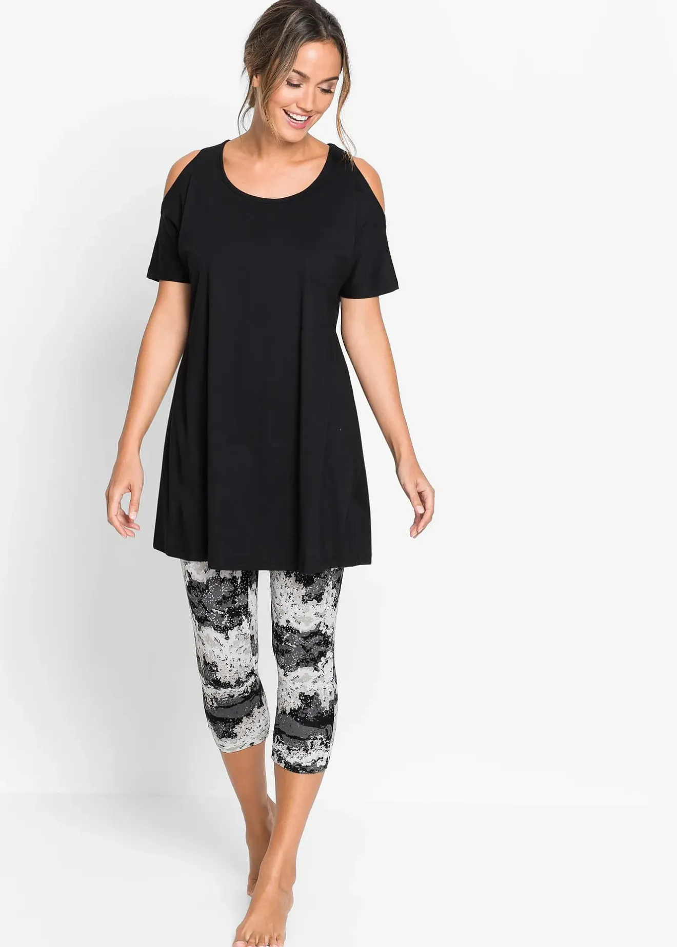 Femme bonprix Lingerie Nuit|Pyjama corsaire à manches courtes