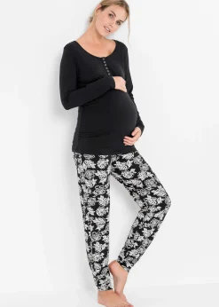 bonprix Pyjama d’allaitement en coton extensible|Femme Maternité|Femme Enceinte