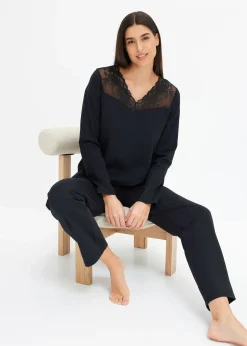 bonprix Pyjama en coton doux|Femme Lingerie Nuit