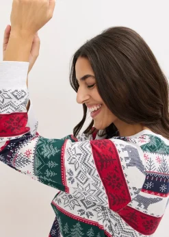 Femme bonprix Lingerie Nuit|Pyjama en coton doux avec pochette cadeau