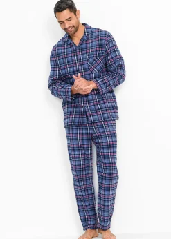 bonprix Pyjama en flanelle avec boutons et manches longues|Homme Pyjamas|Sous-Vêtements