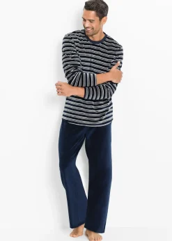 bonprix Pyjama en velours doux à manches longues|Homme Pyjamas|Sous-Vêtements