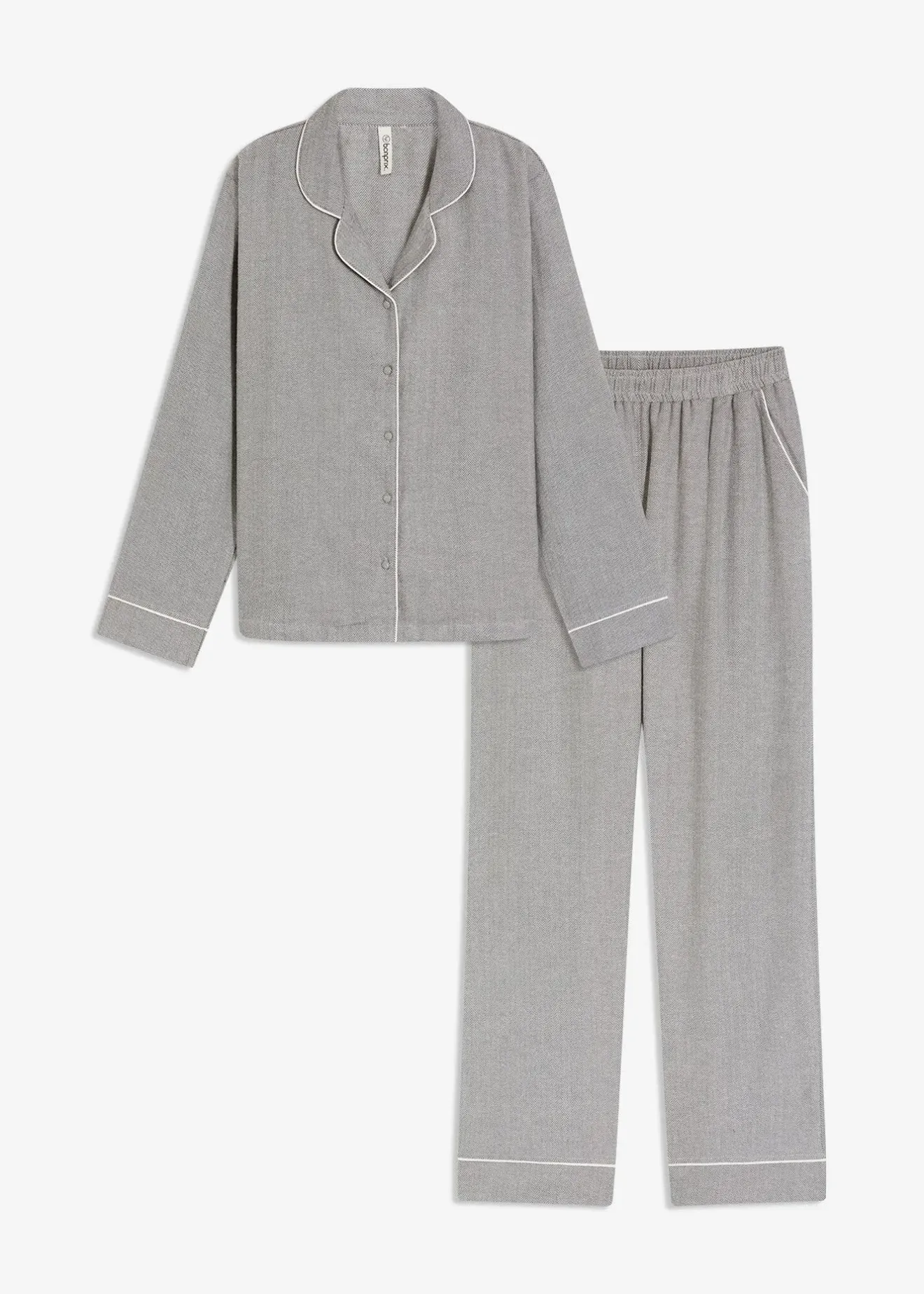 Femme bonprix Lingerie Nuit|Pyjama tissé en flanelle avec motif chevrons