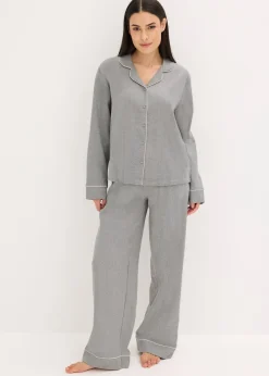 Femme bonprix Lingerie Nuit|Pyjama tissé en flanelle avec motif chevrons