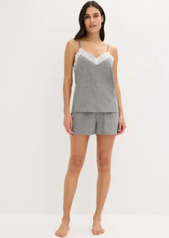 Femme bonprix Lingerie Nuit|Pyjashort avec bordure dentelle