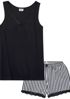 bonprix Pyjashort avec fine bordure dentelle|Femme Basiques|Lingerie Nuit