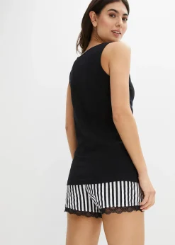 bonprix Pyjashort avec fine bordure dentelle|Femme Basiques|Lingerie Nuit