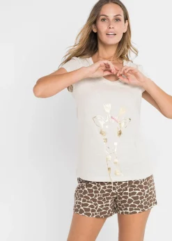 Femme bonprix Lingerie Nuit|Pyjashort avec imprimé foil