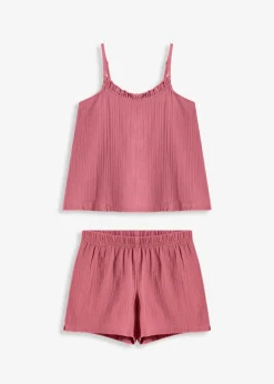 Femme bonprix Lingerie Nuit|Pyjashort en gaze de coton douce avec top à fines bretelles