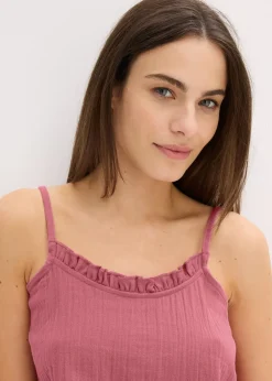 Femme bonprix Lingerie Nuit|Pyjashort en gaze de coton douce avec top à fines bretelles