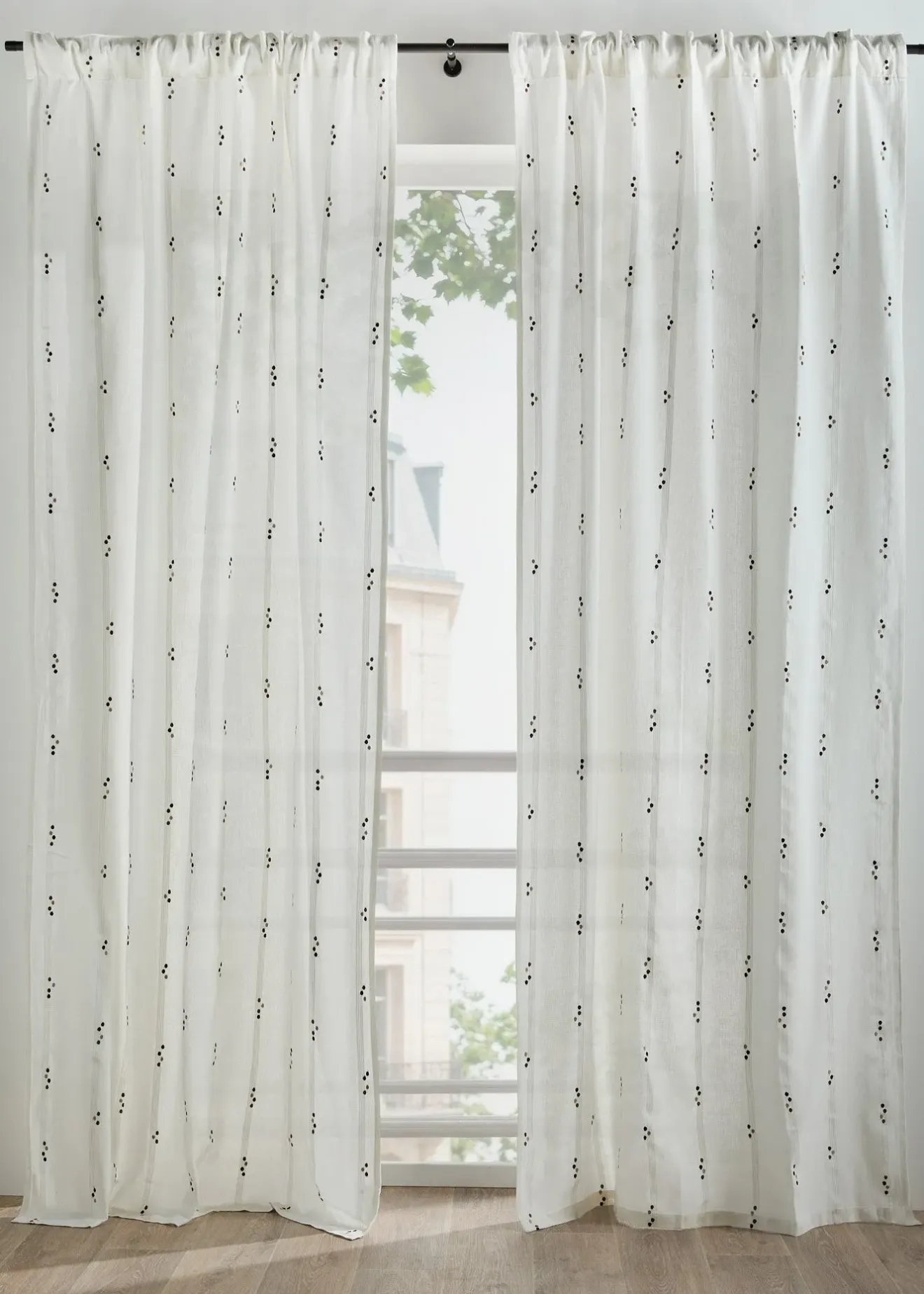 bonprix Rideau en coton à pois (1 pce)| Salon·Rideaux & Voilages|Rideaux Classiques