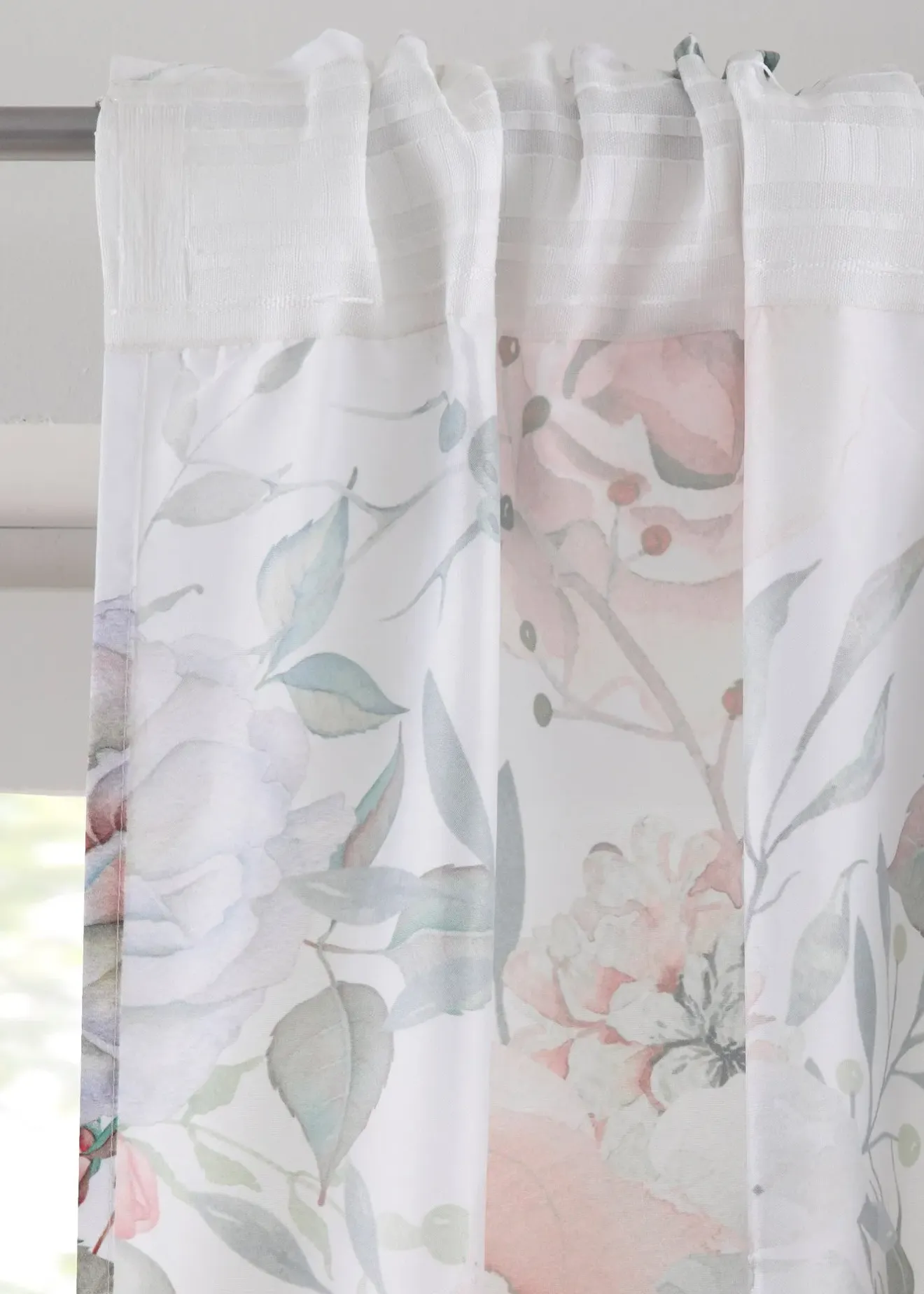 bonprix Salon·Rideaux & Voilages|Rideaux Classiques|Rideau en microfibre à imprimé roses avec polyester recyclé (1 pce)