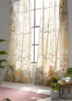 bonprix Salon·Rideaux & Voilages|Rideaux Classiques|Rideau en microfibre à imprimé roses avec polyester recyclé (1 pce)