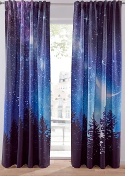 bonprix Rideaux obscurcissants motif ciel étoilé (2 pces)| Chambre À Coucher·Design Occultant|Rideaux Classiques