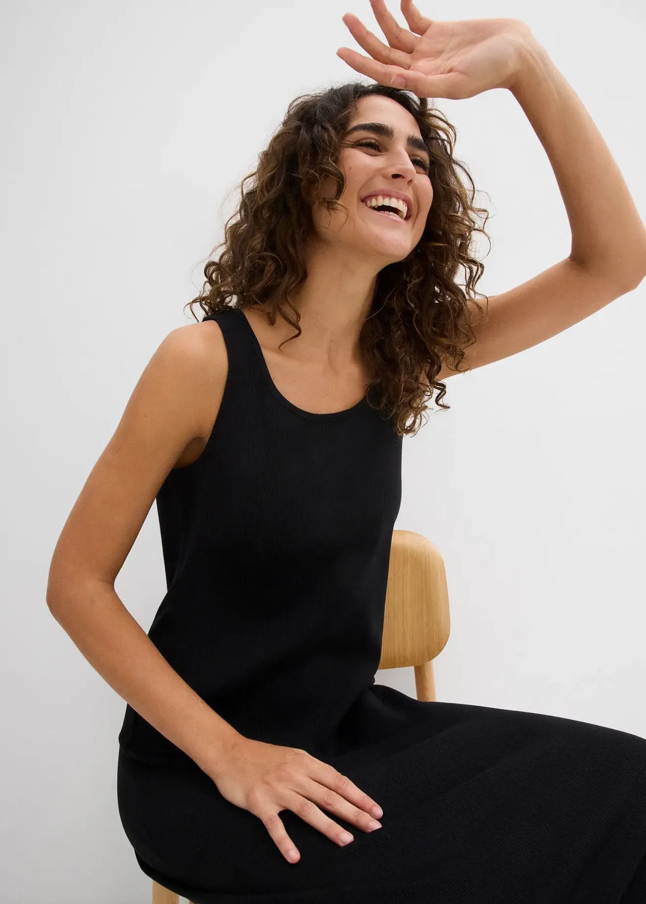 Femme bonprix Basiques|Robes|Robe à bretelles en coton extensible