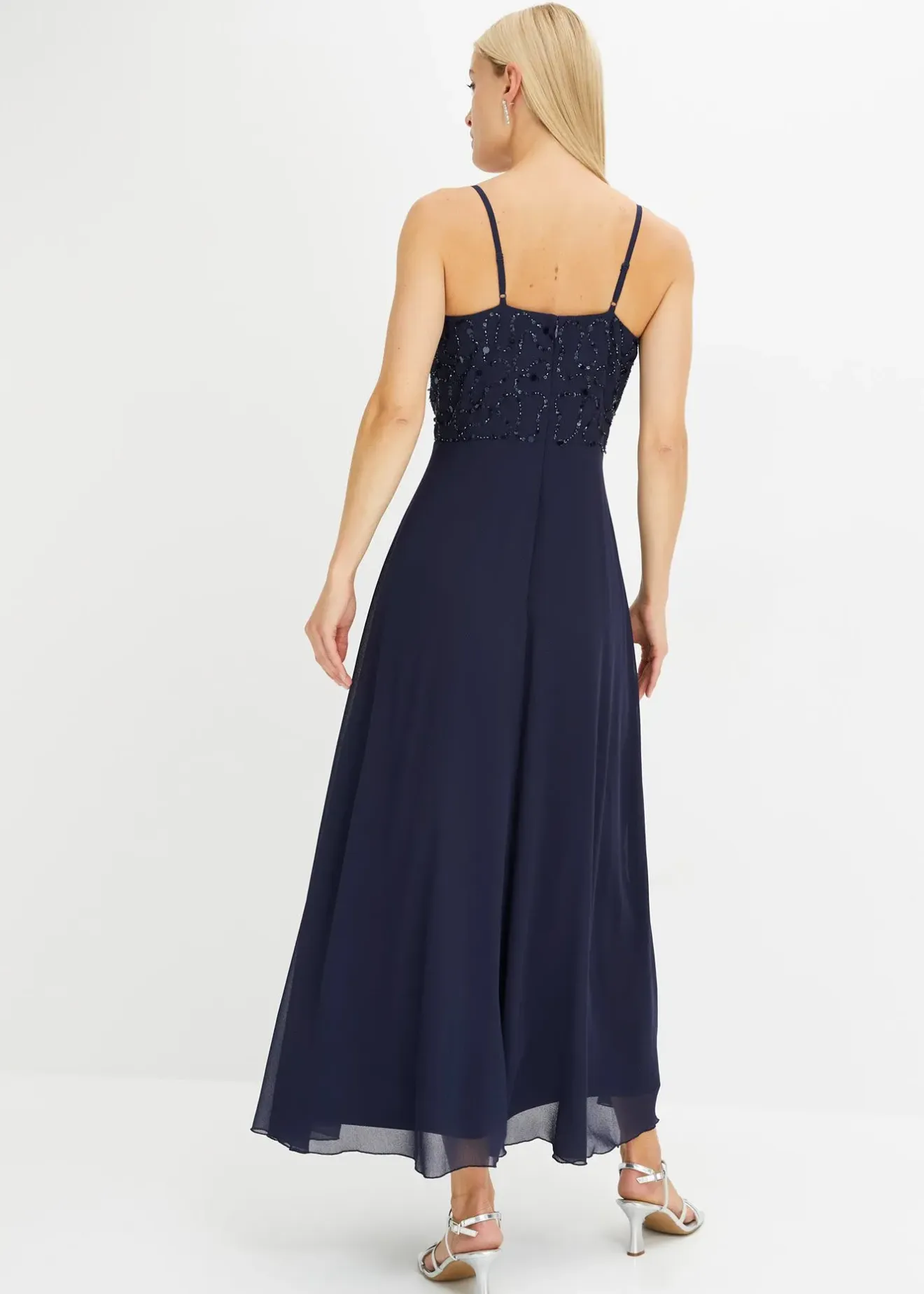 Femme bonprix Mode Festive|Robes|Robe à fines bretelles et haut à sequins brodés