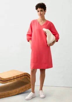 bonprix Robe 100 % lin, manches 3/4|Femme Premium