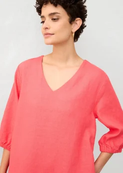 bonprix Robe 100 % lin, manches 3/4|Femme Premium