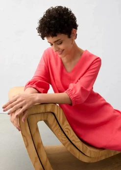 bonprix Robe 100 % lin, manches 3/4|Femme Premium