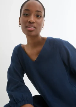 bonprix Robe 100 % lin, manches 3/4|Femme Premium