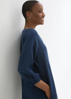 bonprix Robe 100 % lin, manches 3/4|Femme Premium