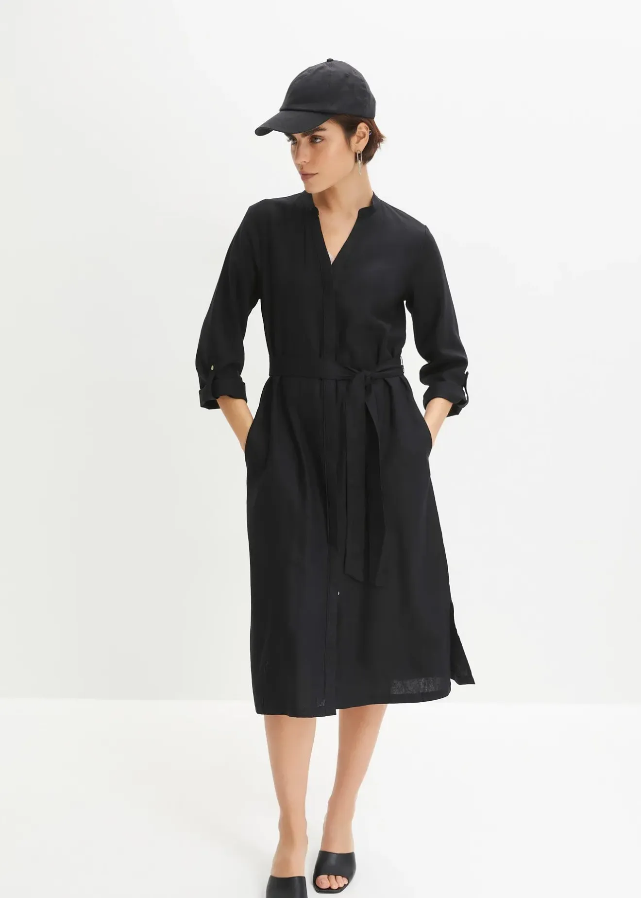 bonprix Robe à poches en lin et viscose|Femme Robes