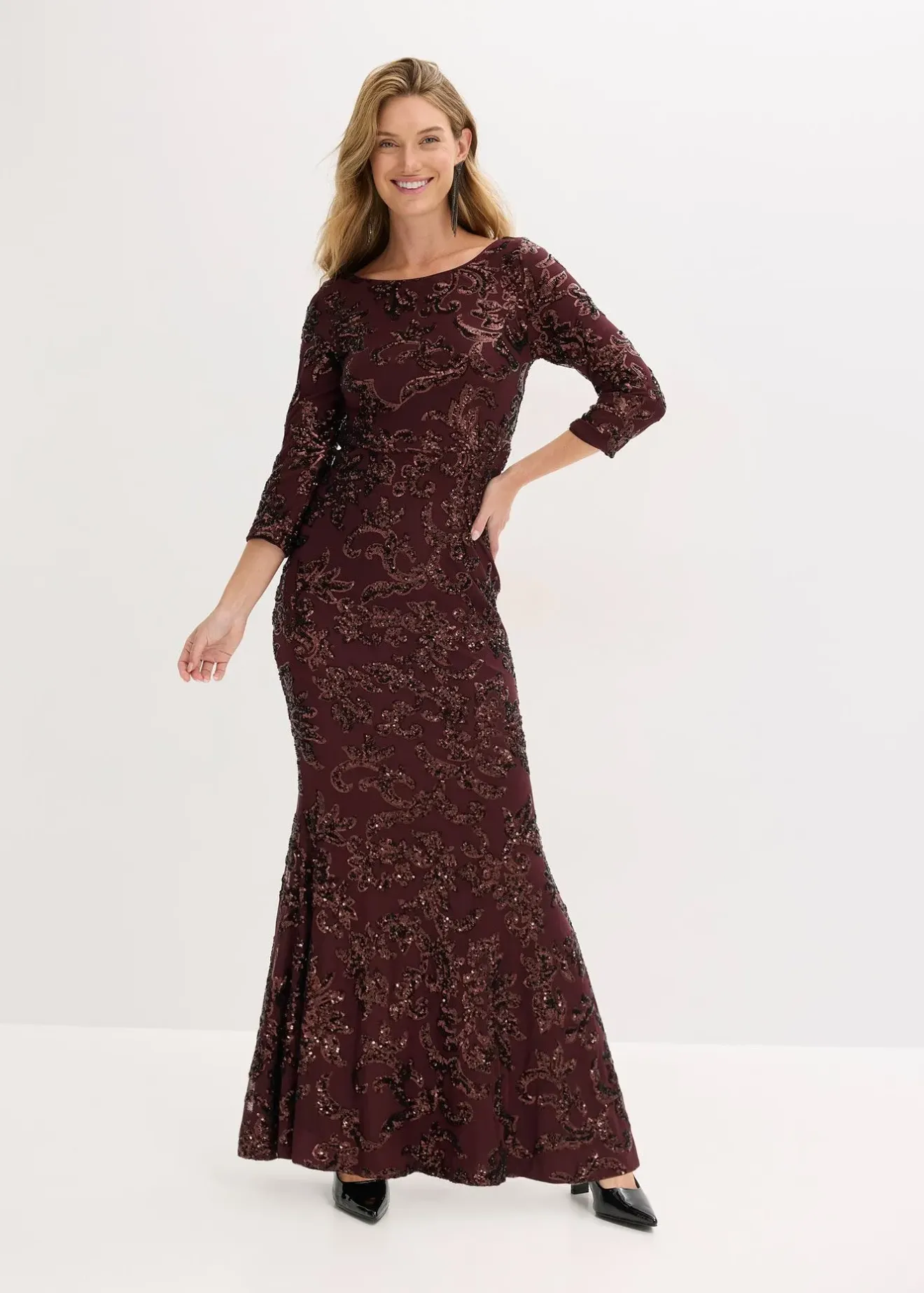 bonprix Robe à sequins avec découpe dos|Femme Mode Festive|Robes