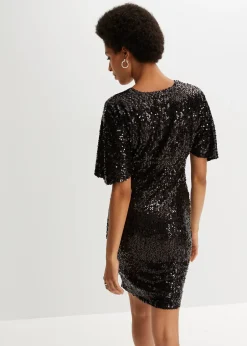 Femme bonprix Tailles Petite|Robe à sequins et décolleté plongeant