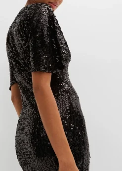 Femme bonprix Tailles Petite|Robe à sequins et décolleté plongeant