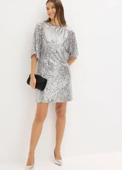 Femme bonprix Robes|Robe à sequins et détail nœud