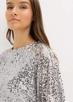 Femme bonprix Robes|Robe à sequins et détail nœud
