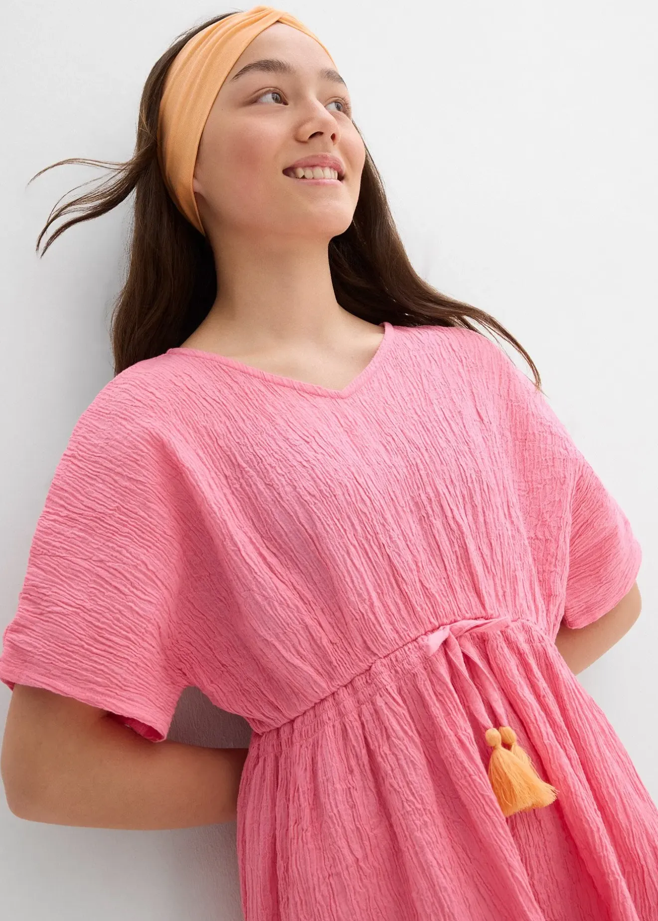 bonprix Robe caftan en coton froissé|Enfant Vêtements Enfant|Filles 9-16 Ans·Robes & Combinaisons