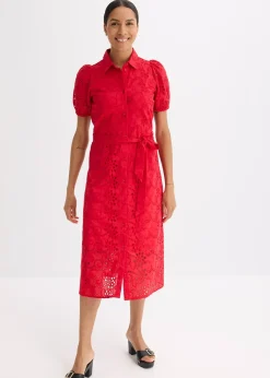 bonprix Robe chemise en broderie anglaise, 100% coton|Femme Robes