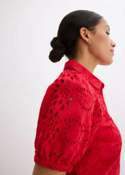 bonprix Robe chemise en broderie anglaise, 100% coton|Femme Robes