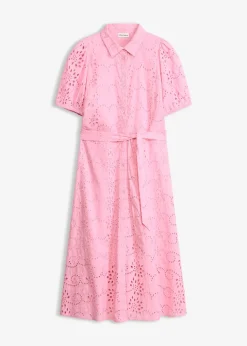 Femme bonprix Robes|Robe chemise en broderie anglaise, 100% coton