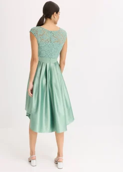 Femme bonprix Mode Festive|Robes|Robe courte devant, longue derrière en satin brillant avec dentelle