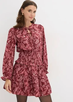 bonprix Robe courte en crêpe texturé|Femme Robes