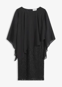 bonprix Robe courte en dentelle avec drapé en mousseline|Femme Mode Festive|Robes