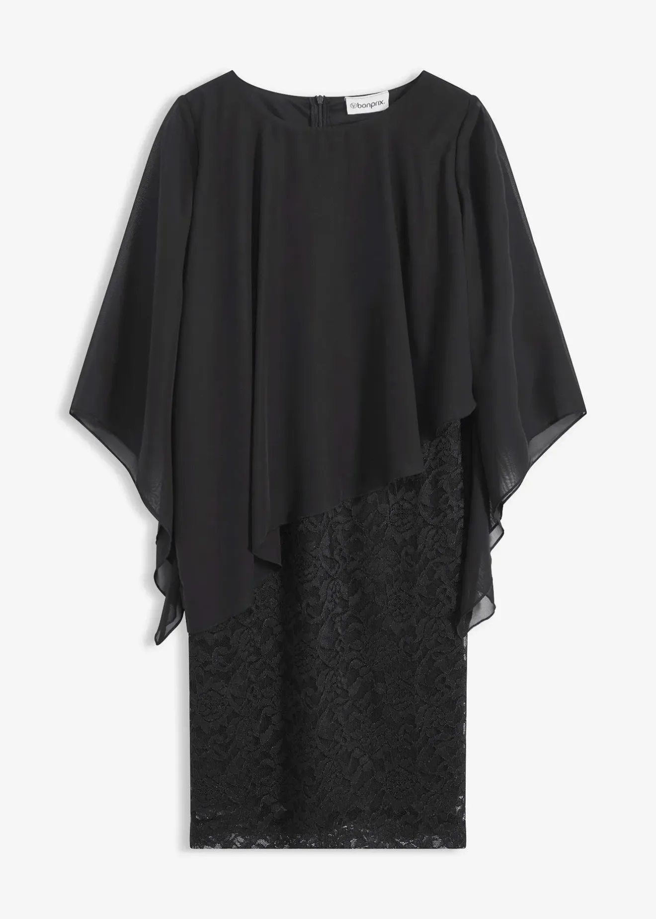 bonprix Robe courte en dentelle avec drapé en mousseline|Femme Mode Festive|Robes