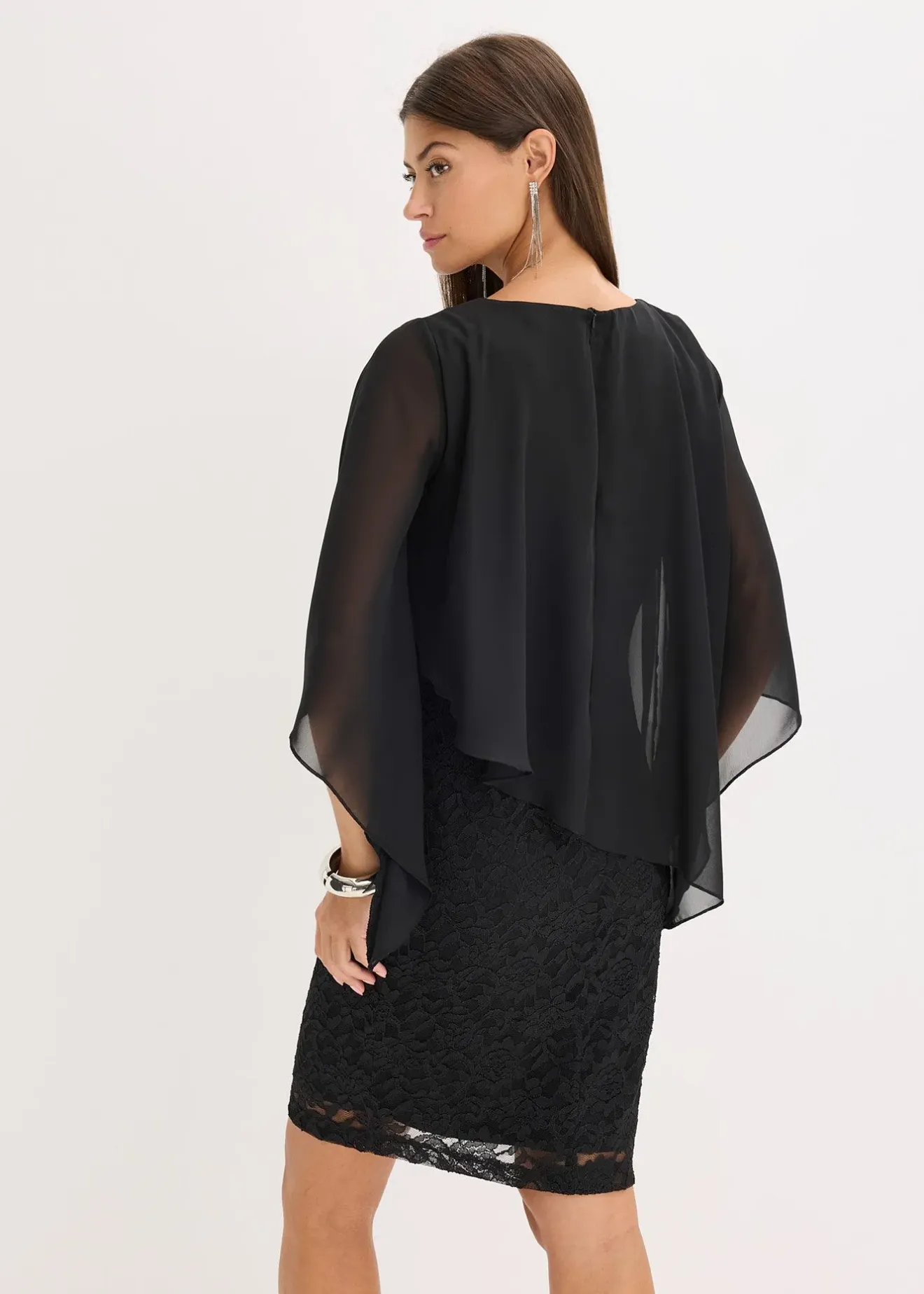 bonprix Robe courte en dentelle avec drapé en mousseline|Femme Mode Festive|Robes