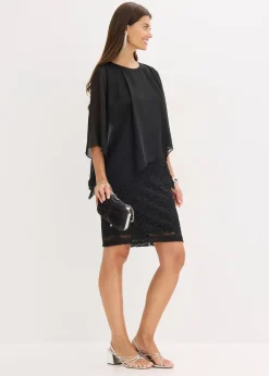 bonprix Robe courte en dentelle avec drapé en mousseline|Femme Mode Festive|Robes