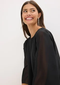 bonprix Robe courte en dentelle avec drapé en mousseline|Femme Mode Festive|Robes