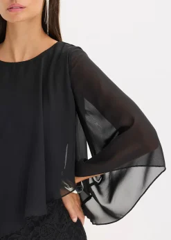 bonprix Robe courte en dentelle avec drapé en mousseline|Femme Mode Festive|Robes