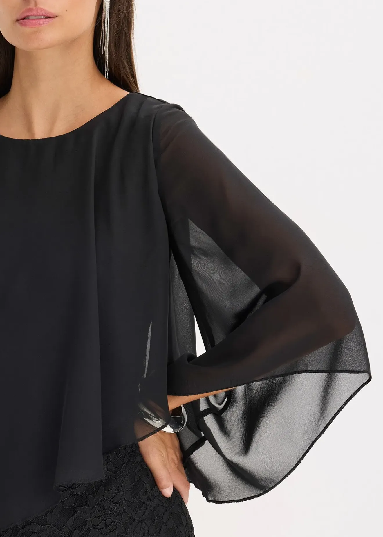 bonprix Robe courte en dentelle avec drapé en mousseline|Femme Mode Festive|Robes