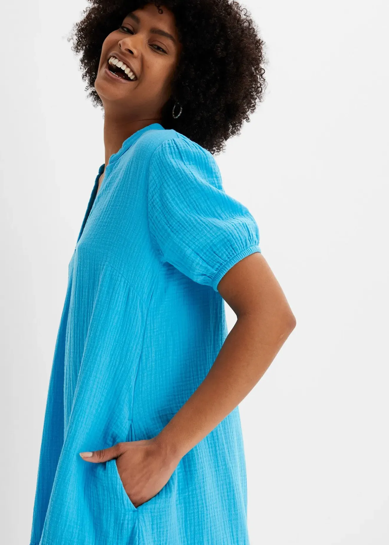 Femme bonprix Robes|Robe courte en gaze de coton