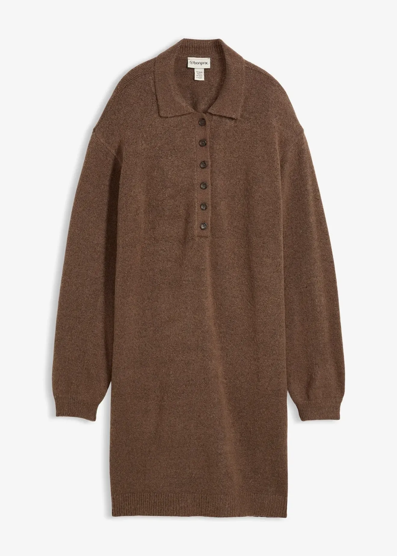 bonprix Robe courte en maille avec encolure boutonnée|Femme Maille|Robes