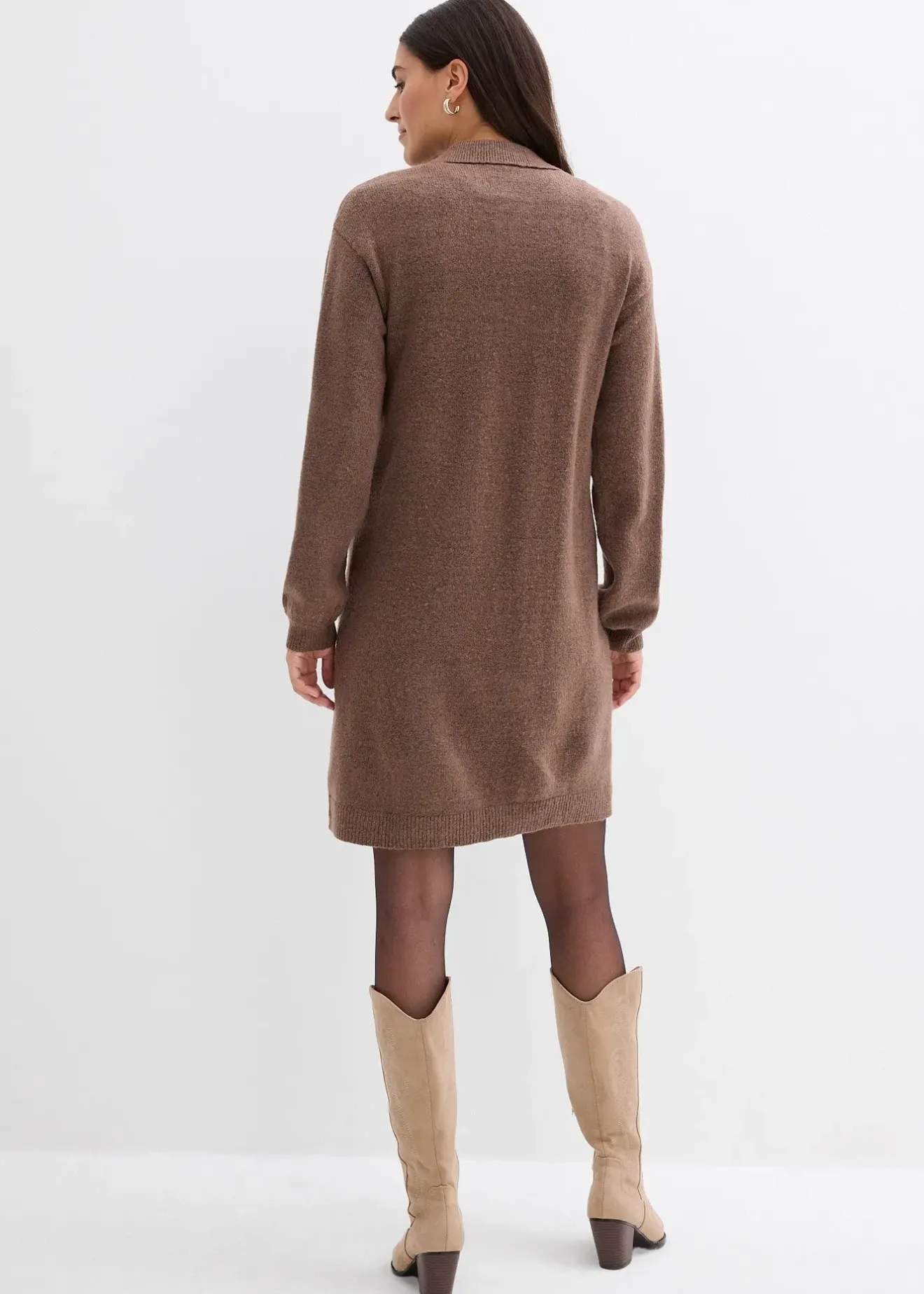 bonprix Robe courte en maille avec encolure boutonnée|Femme Maille|Robes