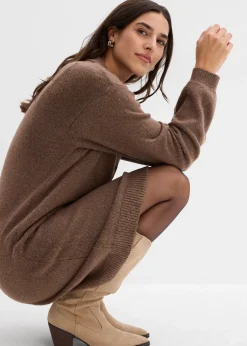 bonprix Robe courte en maille avec encolure boutonnée|Femme Maille|Robes