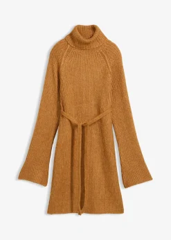 bonprix Robe courte en maille côtelée à col roulé|Femme Maille|Robes