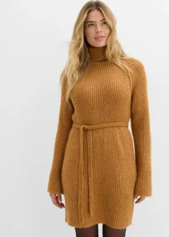 bonprix Robe courte en maille côtelée à col roulé|Femme Maille|Robes